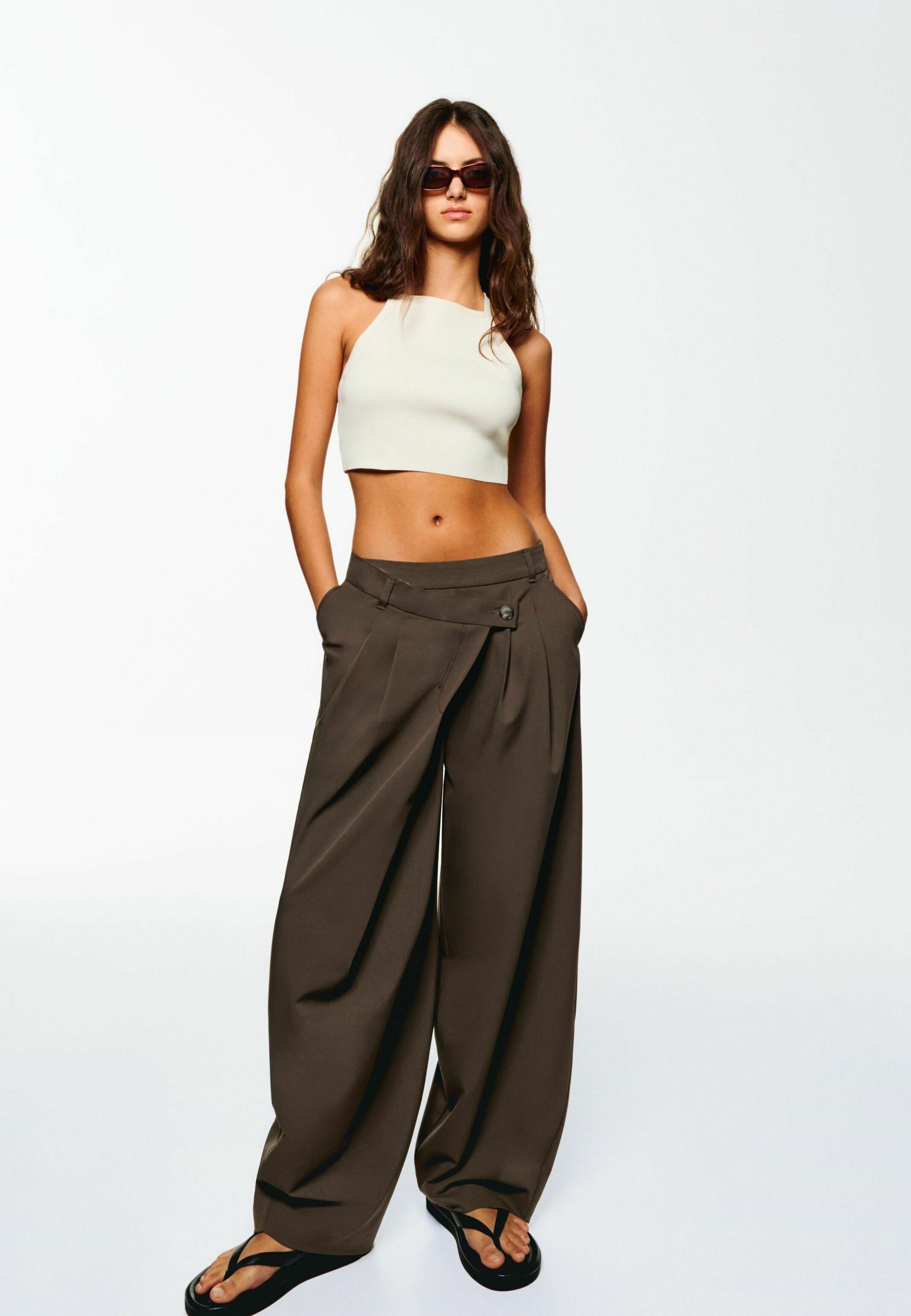 Bershka TAILORED - Pantalon - sable