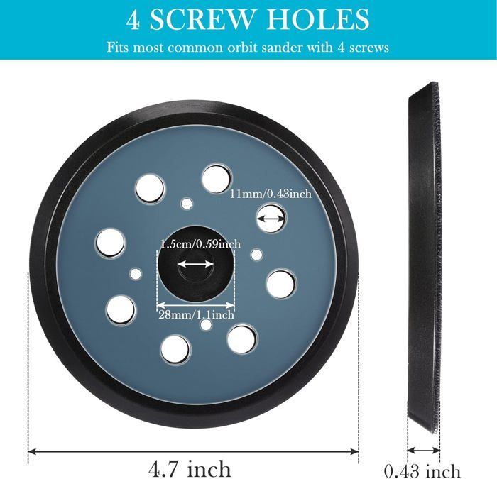 2 Pièces 125mm Tampon de Ponceuse de Remplacement Orbitale à Crochet et Boucle à 8 Trous Plateau de Ponçage (Bleu,)