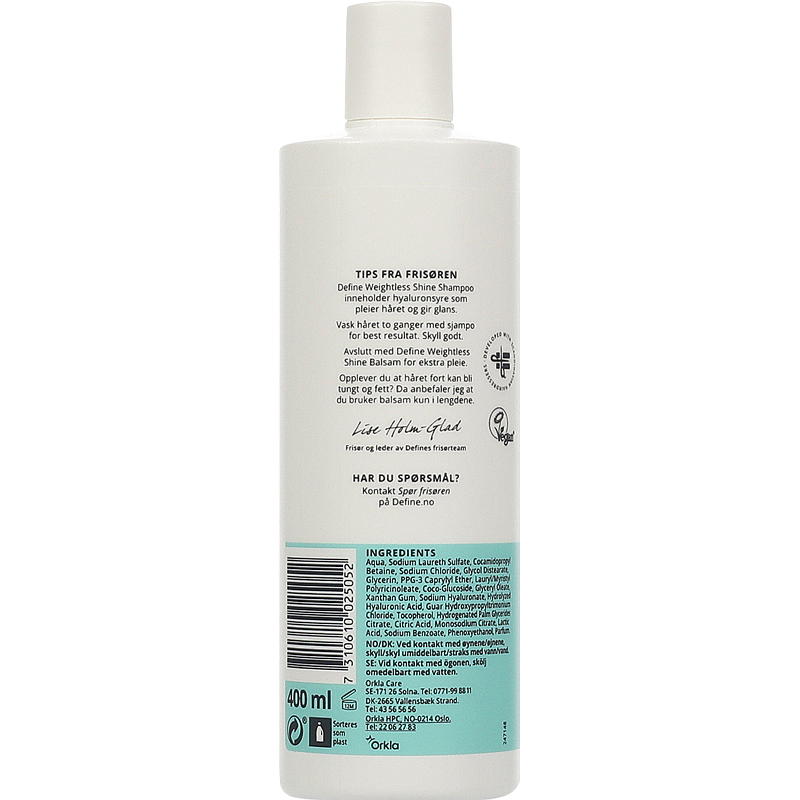 Define Define schampo 400 ml Viktlös glans