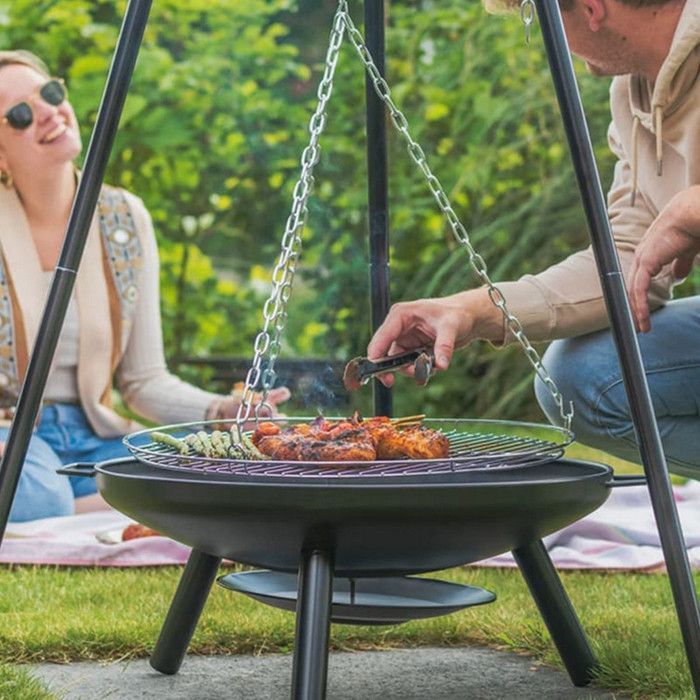 BBQ Barbecue Brasero Suspendu HK-888 avec Trépied et Grille