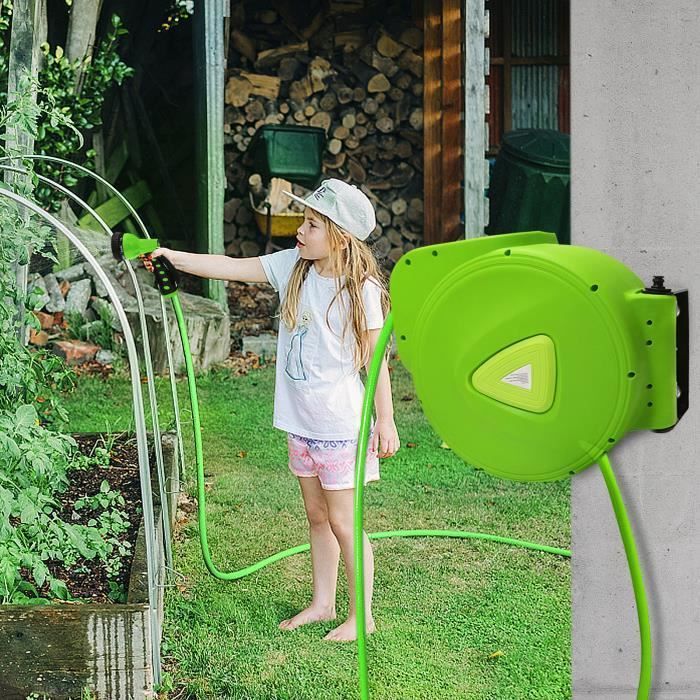Enrouleur Tuyau Arrosage Automatique 20m - SUUSOLNY - Fixation murale - Facile à installer et à utiliser