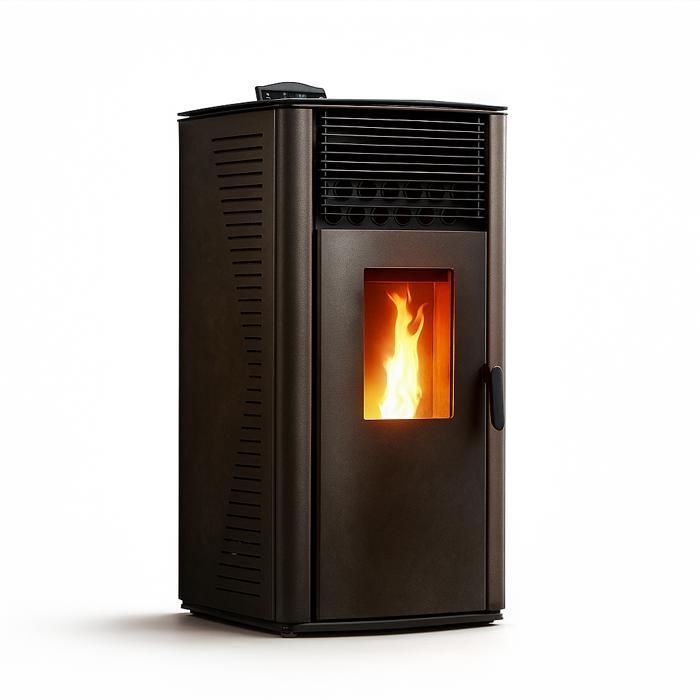 Estufa de pellets sellada negra Sannover Anita de 15 kW + Kit de instalación