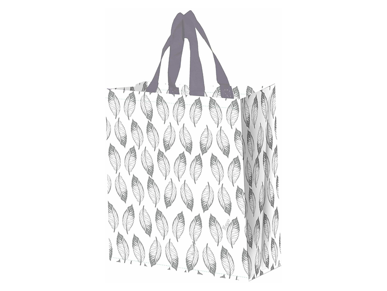 Torba zakupowa Listki 14x30 cm bialo-szary