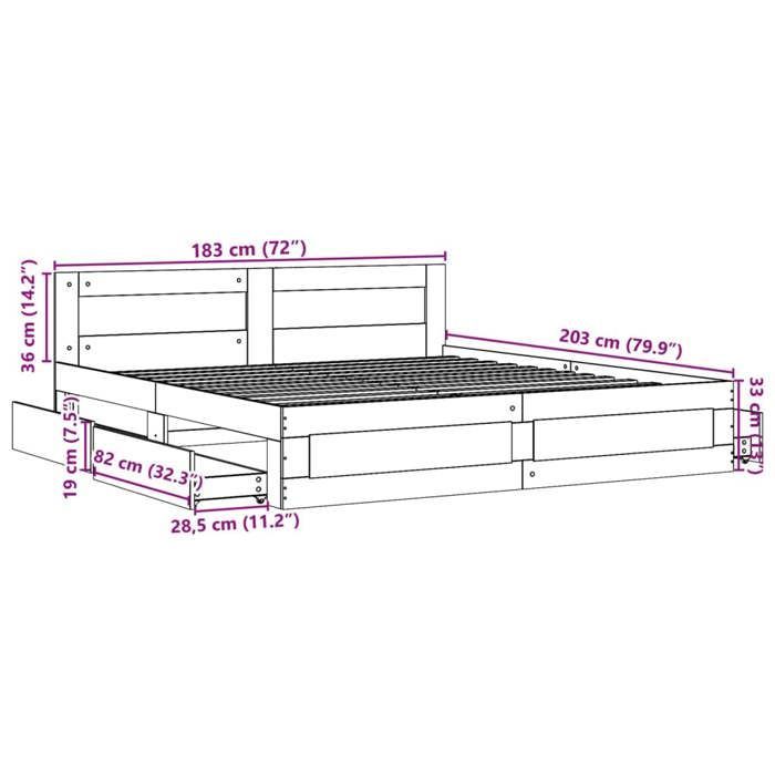 vidaXL Cadre de lit avec tête de lit chêne sonoma 180x200 cm, meubles de chambre à coucher, lit double, sommier, lit, cadre 3295543