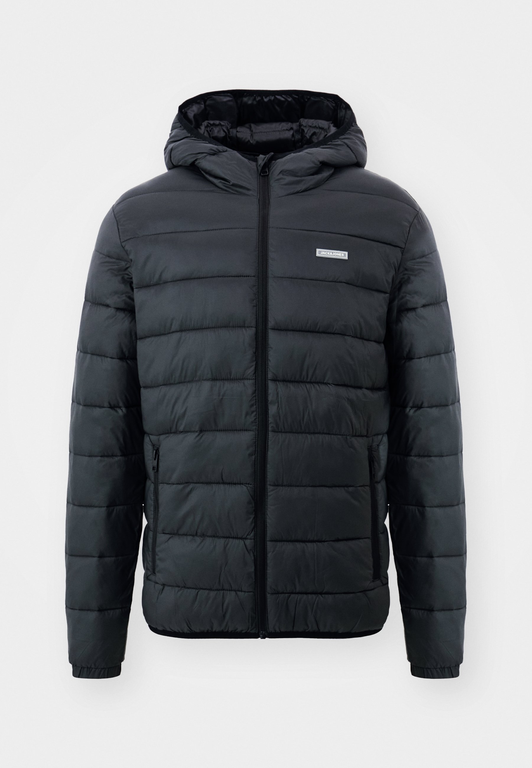 Jack & Jones JJVINCENT PUFFER HOOD - Šviesi striukė - tamsiai pilka