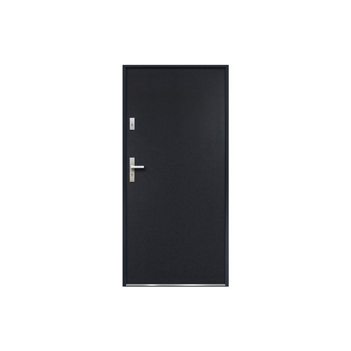 Puerta frontal de acero macizo, 207 cm de alto x 100 cm de ancho, color antracita - 55 mm de espesor - apertura a la derecha - AGUEDA