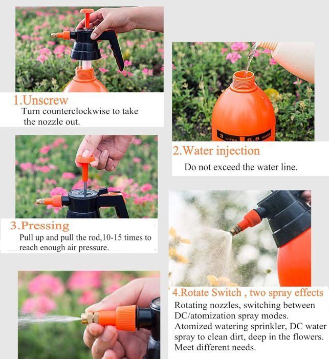 pulvérisateur à Pression 2L avec buse en Laiton réglable, atomiseur à Pompe de Haute qualité(2L)