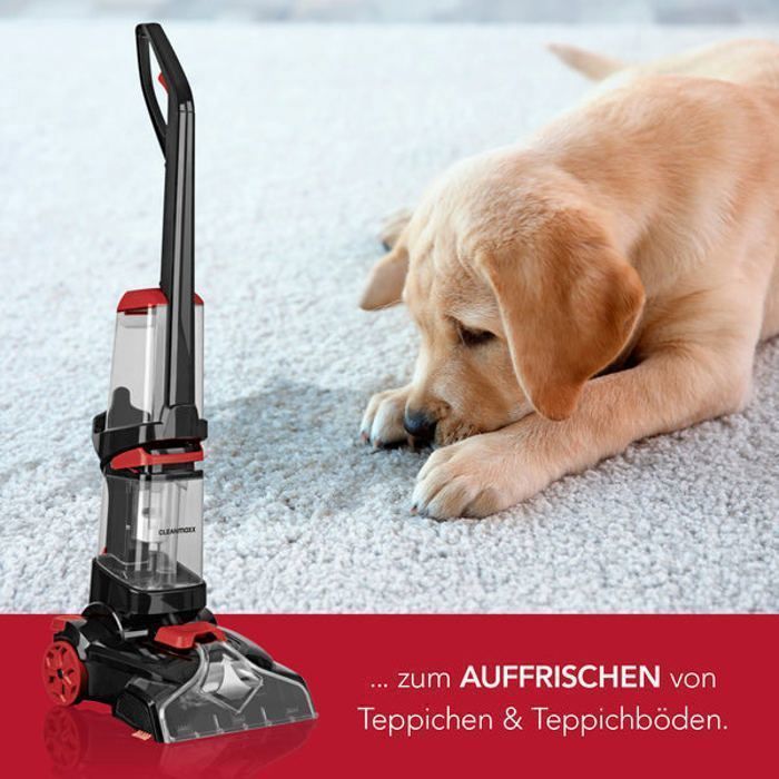 Carpet cleaner - CLEANmaxx - Professional - 3 in 1 - Vibrating brushes - Quick drying - Grey/Red