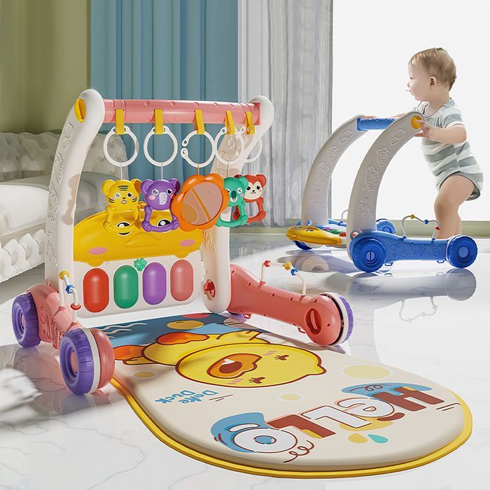 Andador para bebés, alfombra de juegos, mesa de actividades y andador con luces y música, educación infantil.