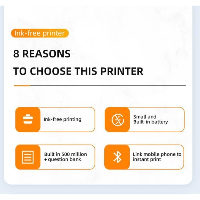 A4-Thermodrucker – V BESTLIFE – Tragbares Bluetooth – Tintenlos – 10 mm/s – 1000 mAh
