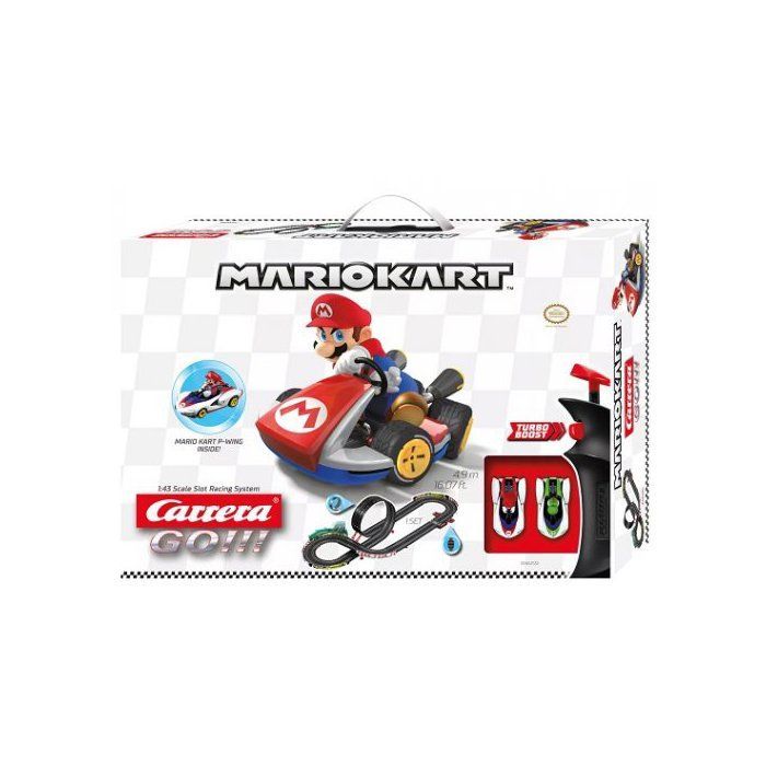 Pista de carreras de coches eléctricos Mario y Yoshi de 158x68cm - Pista de carreras de 4,9m - Loops, curvas, rectas - Carrera GO