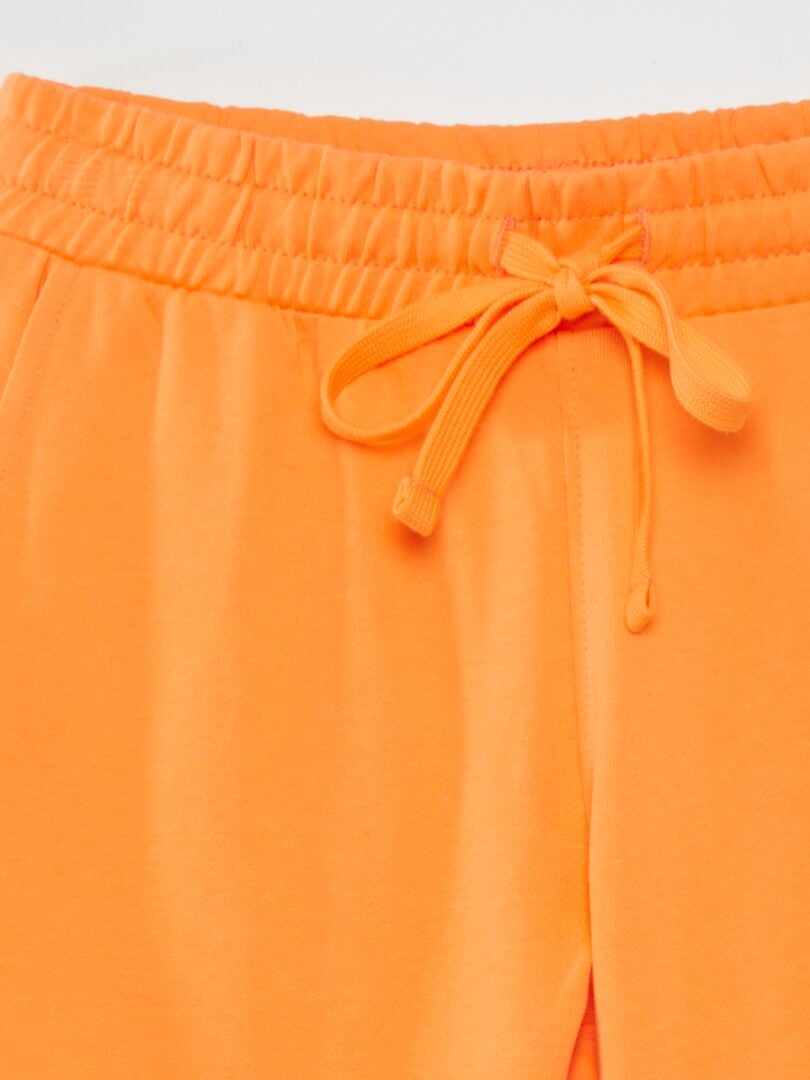 Pantalones cortos de color liso en tejido polar - NARANJA