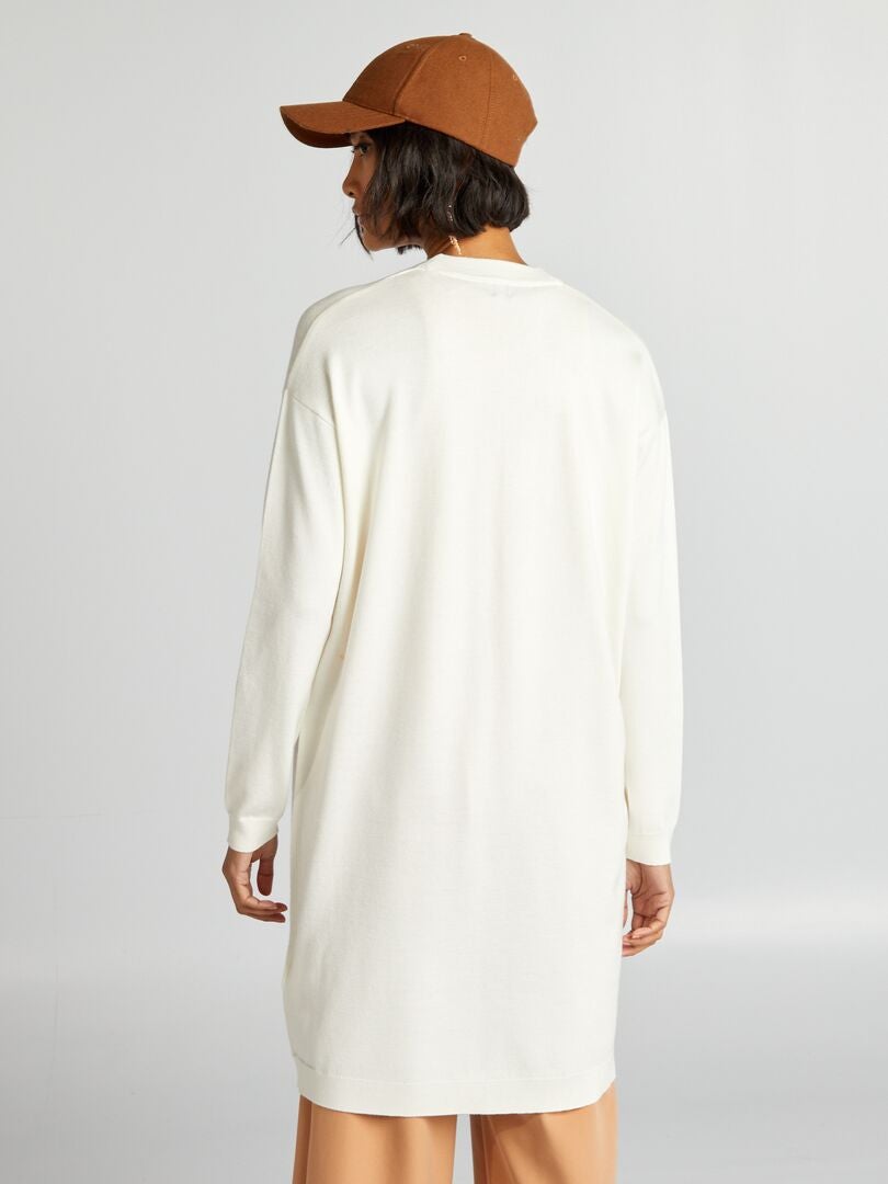 Lange cardigan met knoopjes - WIT