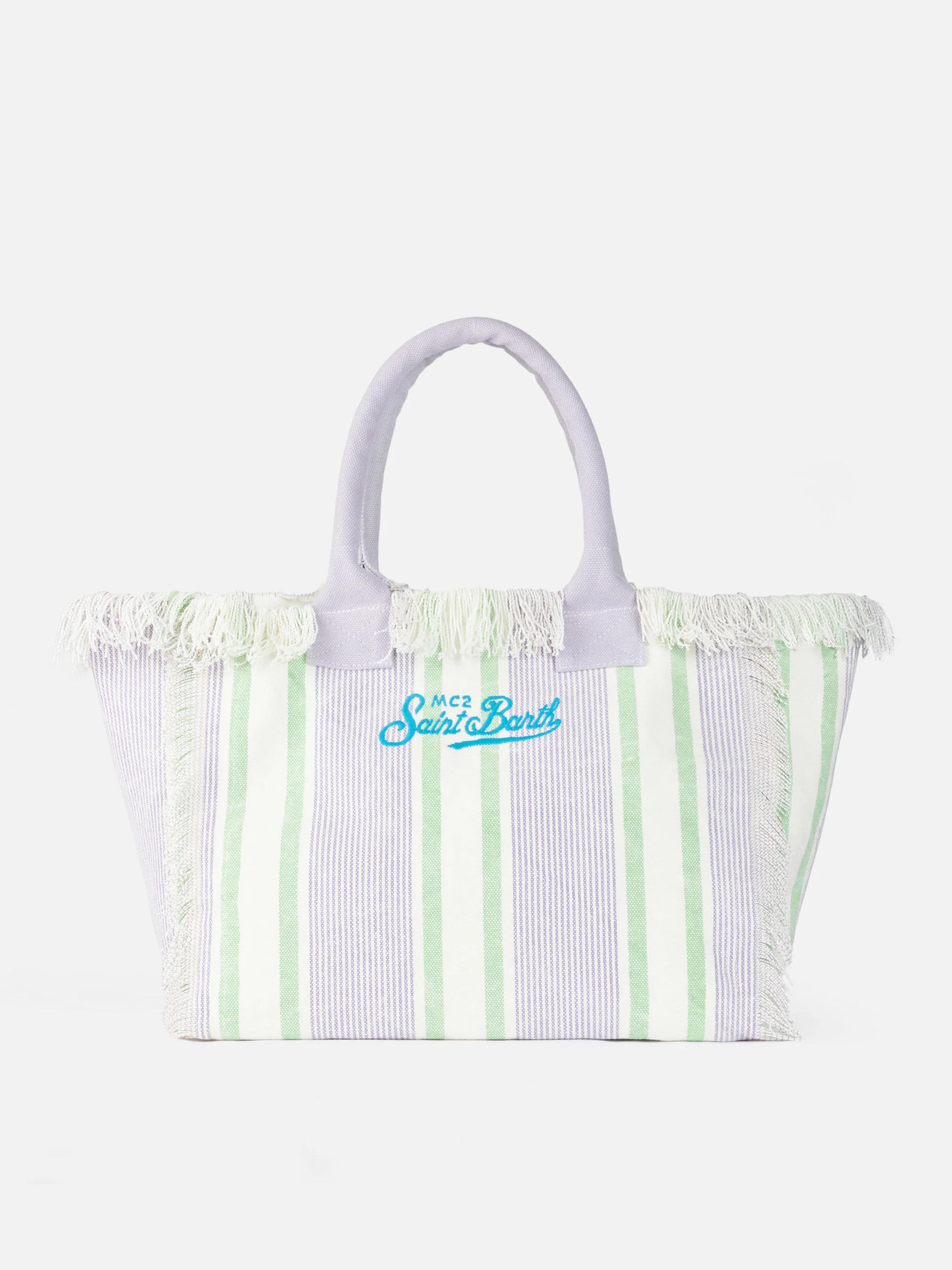 Sac cabas rayé en toile de coton Porto Cervo Beach Club