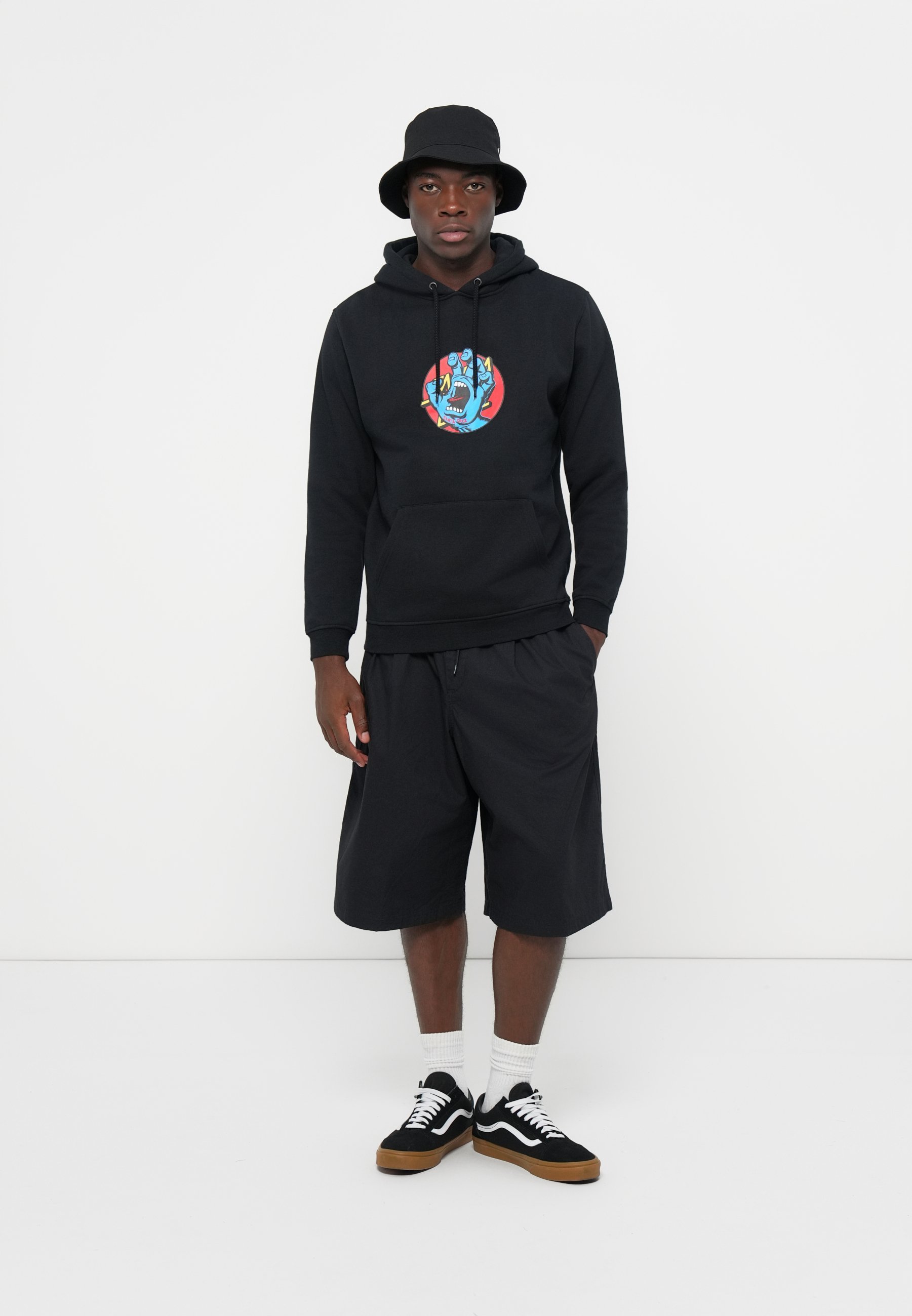 Santa Cruz HAND DOT FRONT HOOD UNISEX - Sweatshirt - zwart
