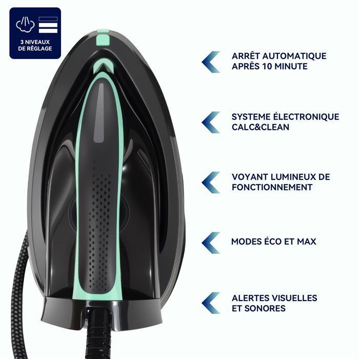 Steam Generator Iron - KOTICIDSIN - Black Model - 1.5L Tank - 3100W Power - 120g/min Steam Output