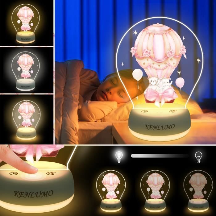 KENLUMO Lapin Veilleuse bébé Noël Enfant Cadeau Lumière blanche et chaude trois couleurs Ajuster la luminosité orner Lampe de