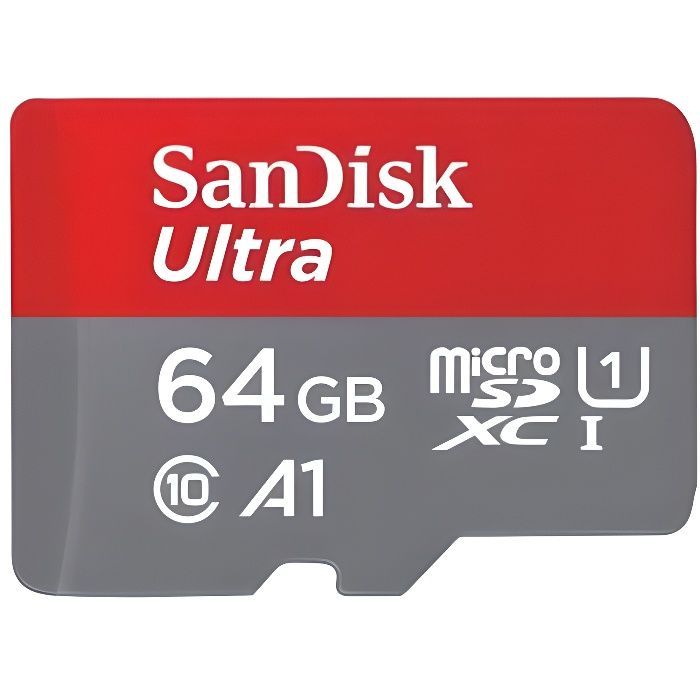 Scheda di memoria microSDXC SanDisk Ultra da 64 GB con adattatore SD, velocità di lettura fino a 100 MB/s, classe 10, U1, A1