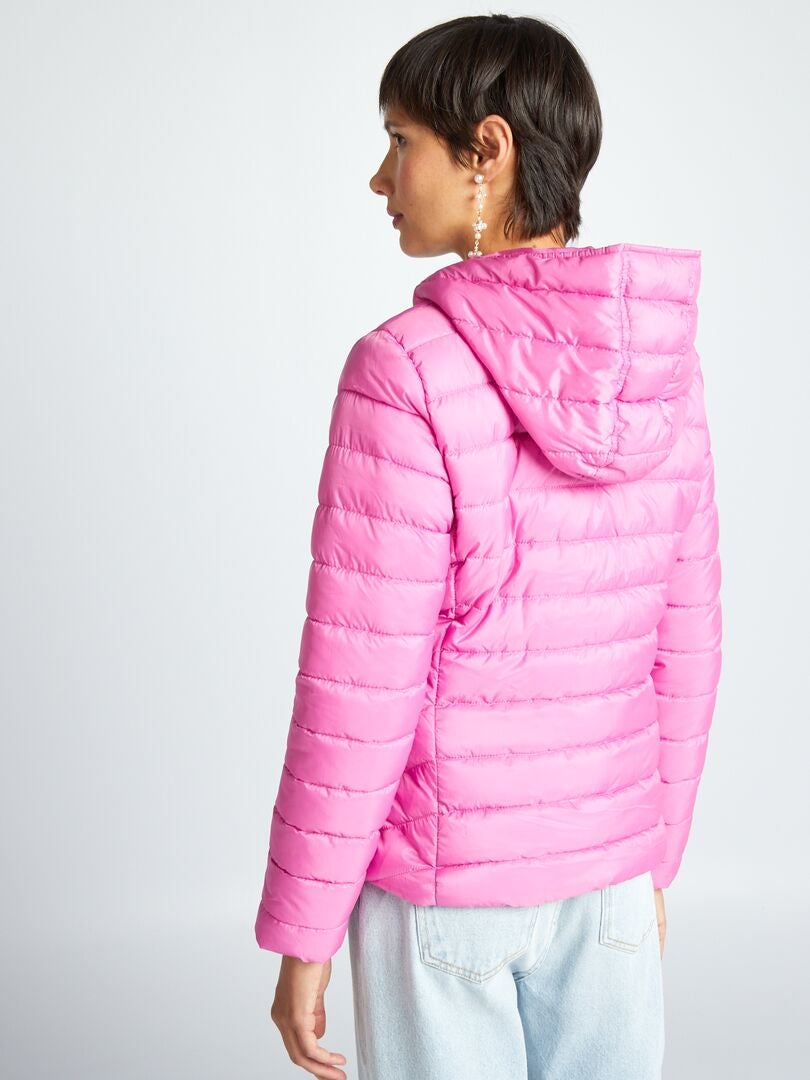 Jaqueta acolchoada de plumas feita com material de garrafas recicladas - ROSA
