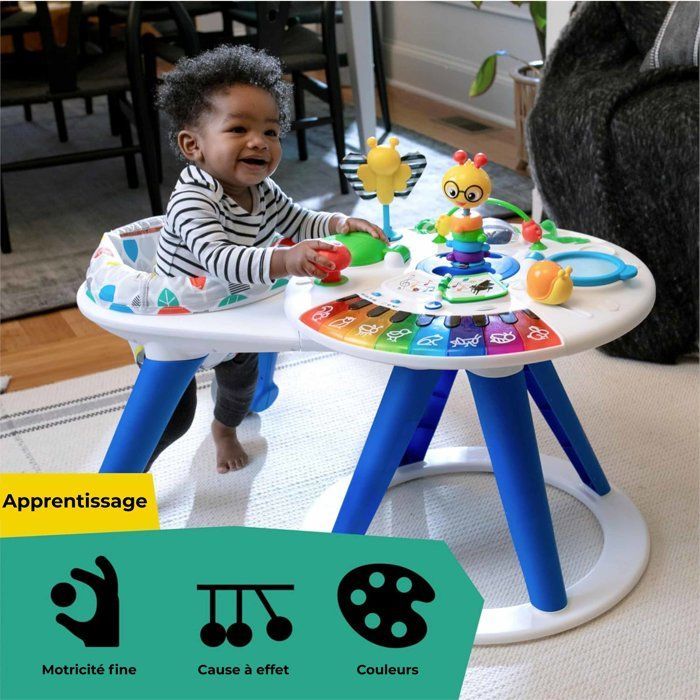 BABY EINSTEIN Table d'activités pour bébé trotteur évolutif 4-en-1 Pivotant à 360° sécurisé, cadeau bébé, piano, musique