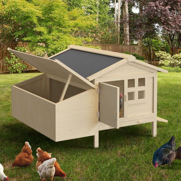 IDMARKET Poulailler sur pilotis XXL avec pondoir en bois