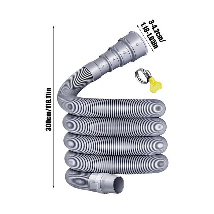Kit de manguera de drenaje para autocaravanas de 3 m - Manguera de drenaje para caravanas con adaptador ajustable, sistema de aguas residuales versátil.