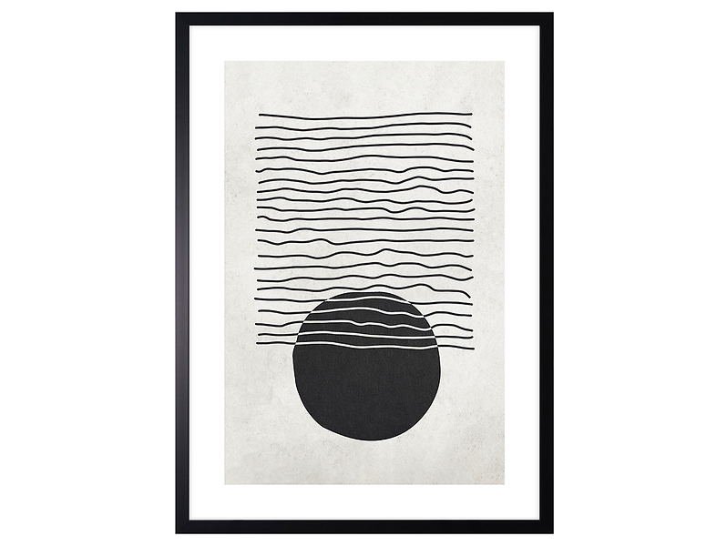 Obraz w ramie Black Circle With Abstract Lines 53x73 cm