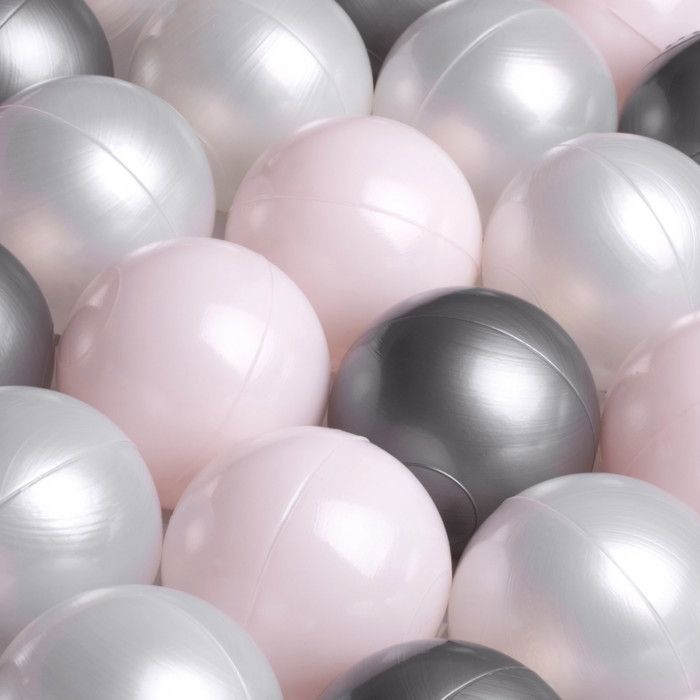 MISIOO Bunte Plastikbälle für Babys und Kinder, 6 cm, 300 Stück: Rosa/Silber/Perlweiß