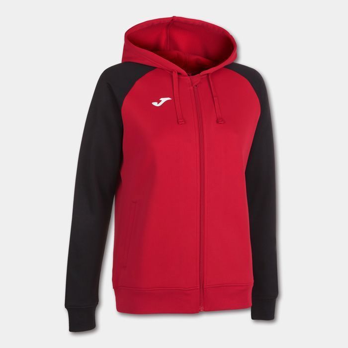 Sudadera con capucha para mujer - JOMA - Joma Academy IV - rojo/negro - 100% poliéster 235 g - cierre de cremallera