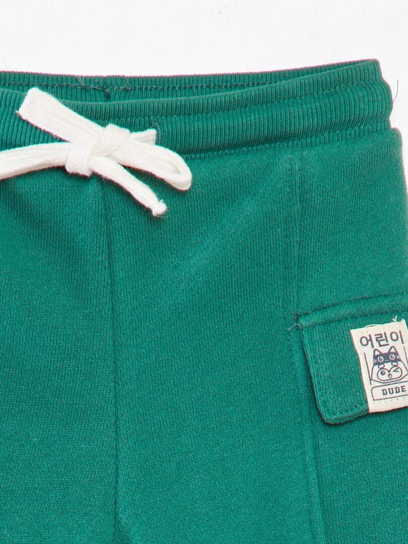 Joggingbroek van French terry met klepzakken - groen