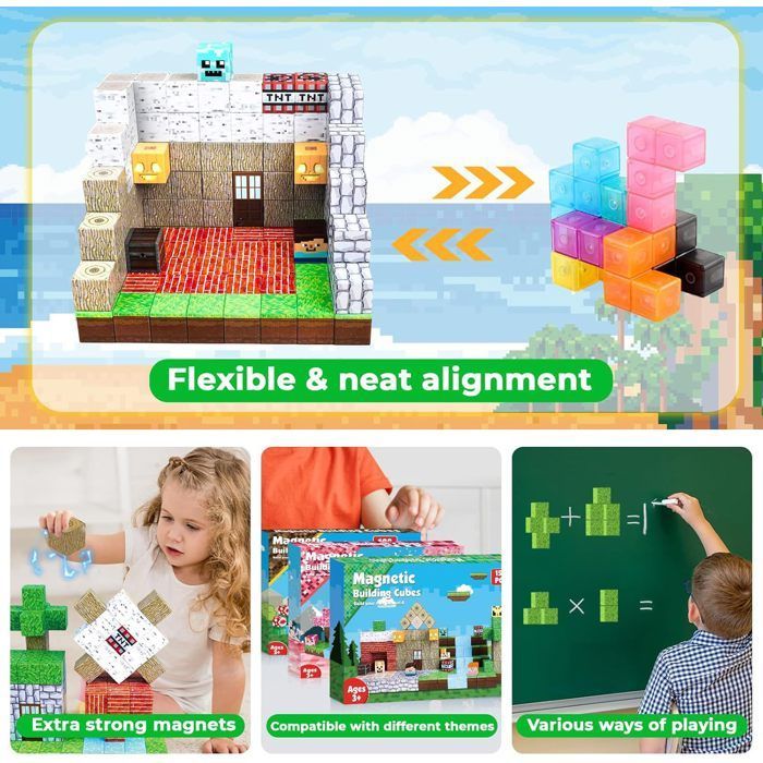 Bloques magnéticos de construcción de 150 piezas - Bloques magnéticos para niños, juguetes de construcción magnéticos para niños