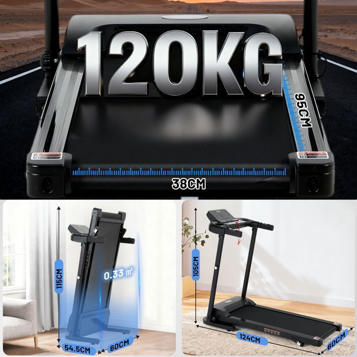 Folding Incline Treadmill with 630W Motor, Adjustable Speed, LED Display, and 12 Cardio Programs for Home Fitness