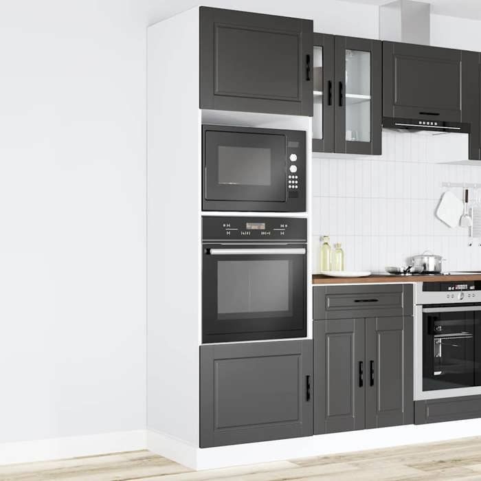 vidaXL Armoires de four 2 pcs Porto noir bois d'ingénierie 3315052
