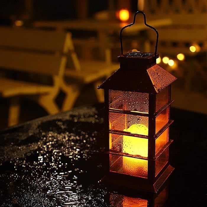 Lanterne solari da esterno - ZGEER - Stile retrò - Nero - Plastica - LED - IP44