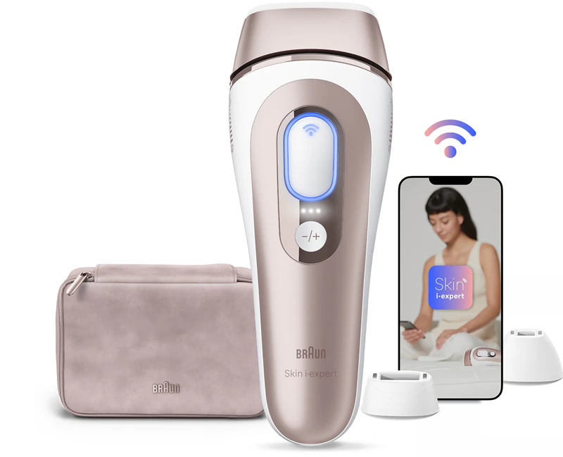 Braun Smart Skin Expert IPL7147 intelligentes IPL-Gerät zur Haarentfernung an Körper, Gesicht, Bikinizone und Achseln.