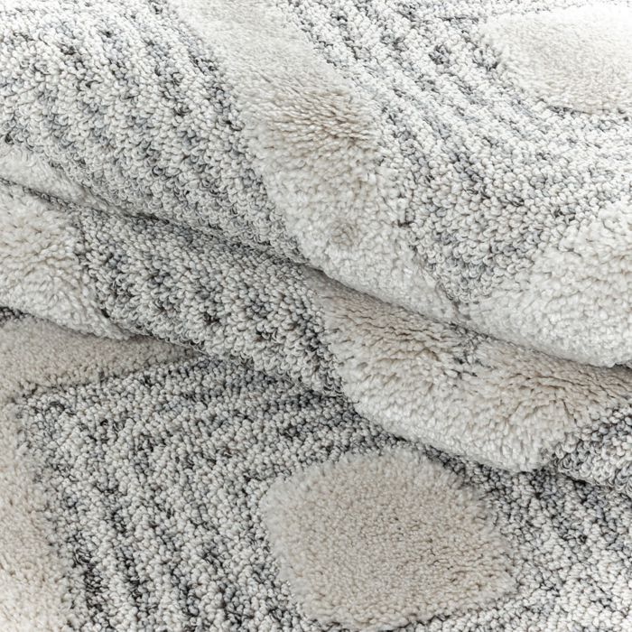 Carpetsale24 Scandinavisch vloerkleed 80x150 cm Crème Langpolig, Boheems 3D-design, Zacht en comfortabel