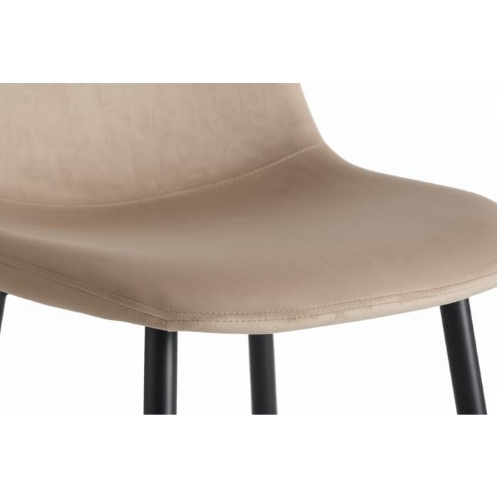 Lot de 4 chaises scandinaves velours taupe pieds métal noir 43,5x40x87cm
