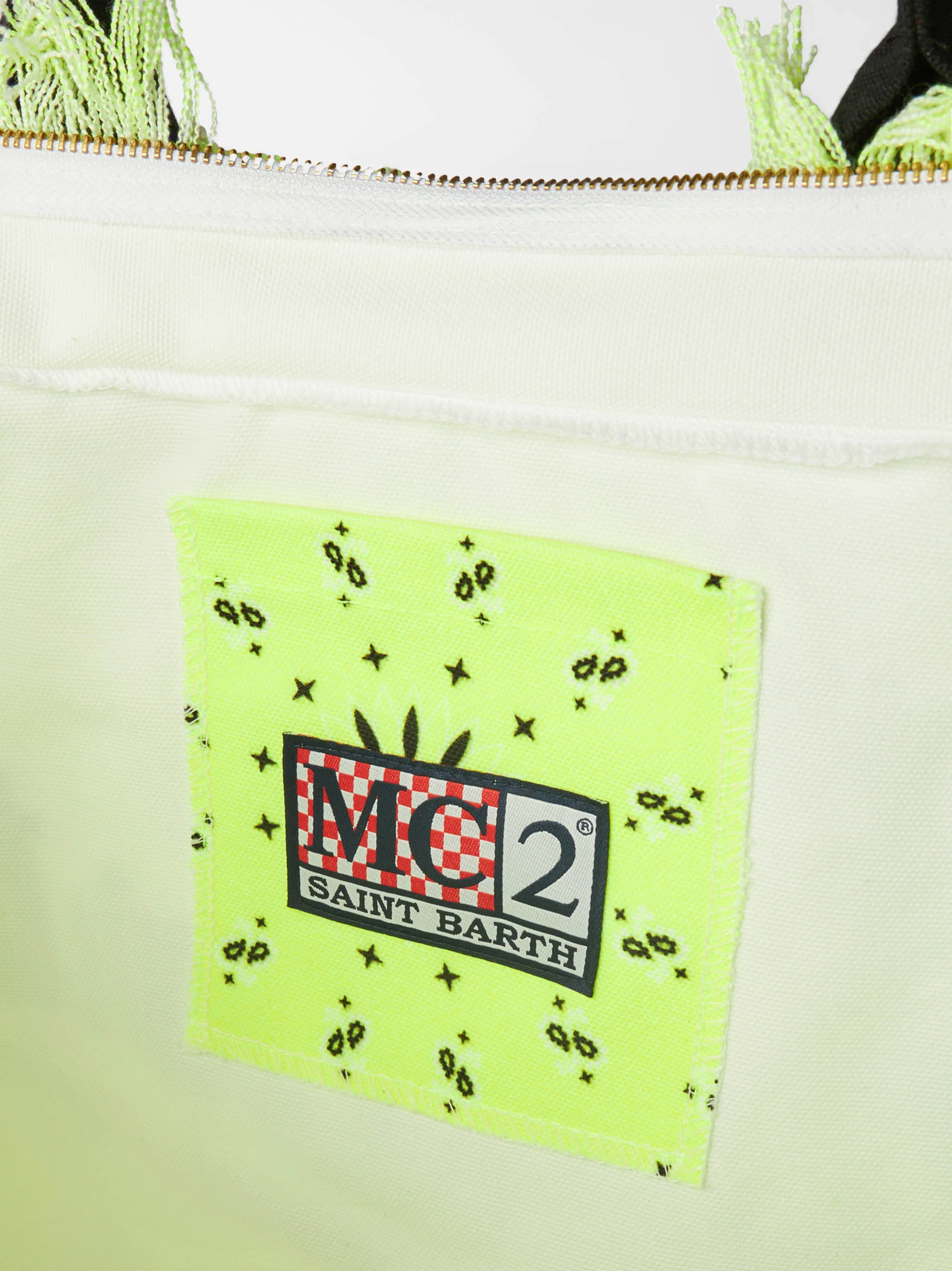 Sac bandoulière en toile Vanity avec imprimé bandana jaune fluo