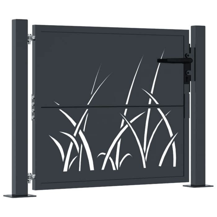 (Summer Sale) Garden Gate/Exterior Door - JMS - anthracite 105x80 cm steel, grass fence design 7420