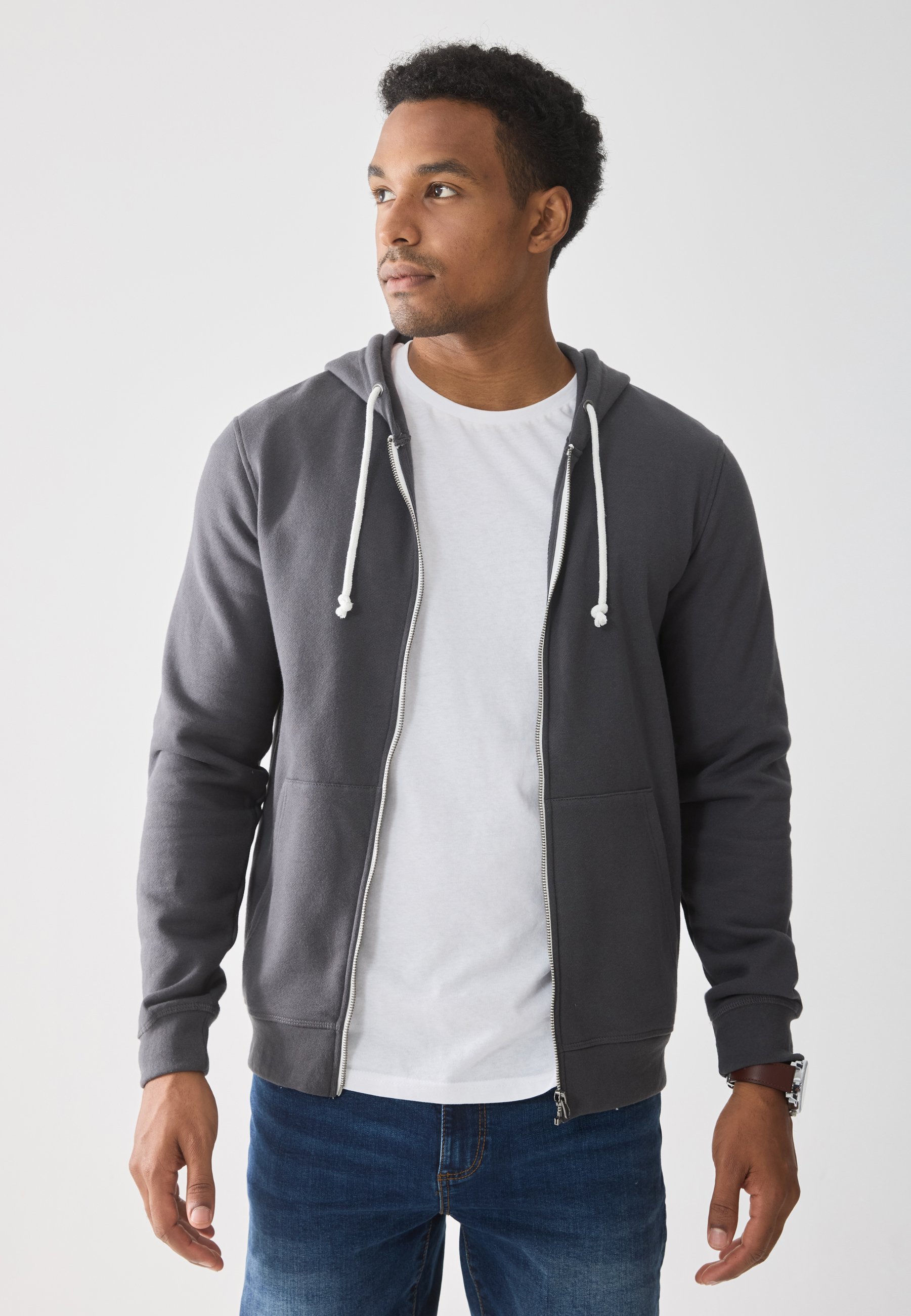 Lot de 2 sweats à capuche zippés Pier One - gris foncé/vert foncé
