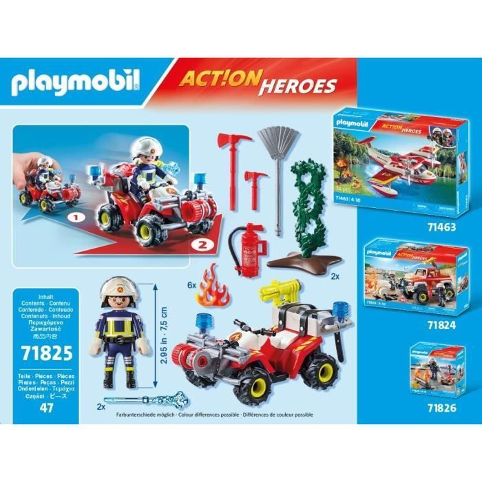 PLAYMOBIL 71825 Brandweerman met quad en brandende struiken