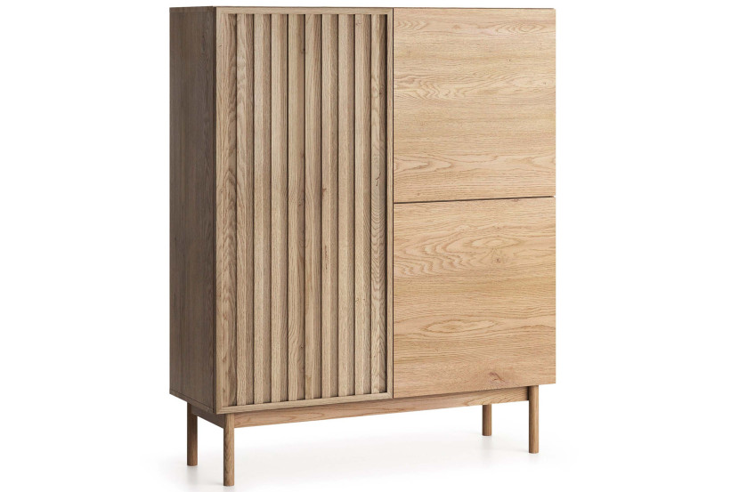 KONSIMO HARMA wysoka komoda, system Push-to-Open, z lamelami, styl loft