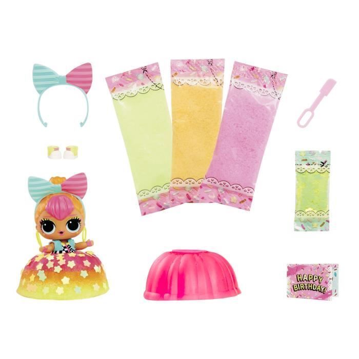 LOL Surprise Mix & Make Birthday Cake - Mini Poupée 7,5cm, Robe en Forme de Gâteau - Fabriquer et Décorer - Modèle Aléatoire