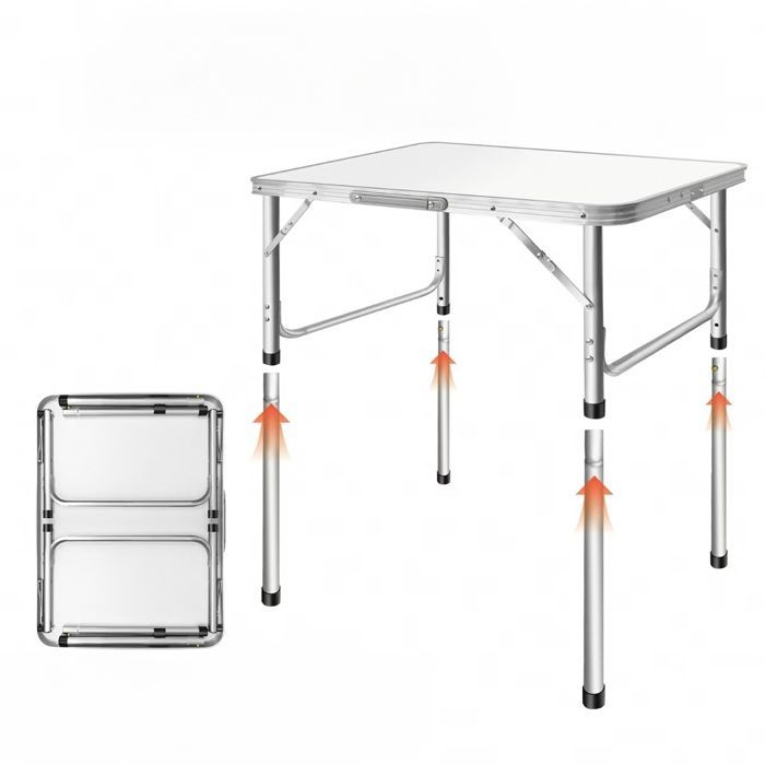Opklapbare eettafel voor buiten, geschikt voor barbecue, met verstelbare hoogte, opklapbare campingtafel
