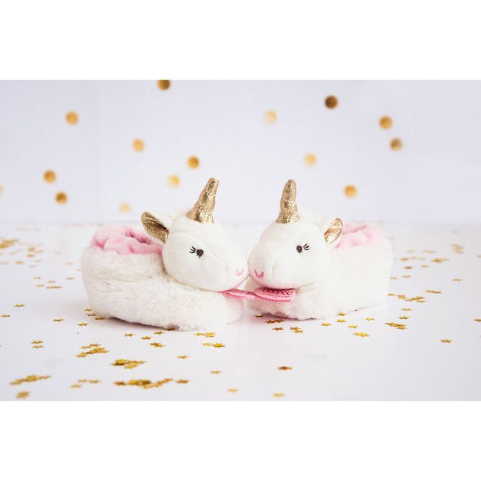 Patucos de bebé - SIN MARCA - Lucie la Unicornio - Rosa y blanco - Sonajeros incorporados - Toques de purpurina dorada