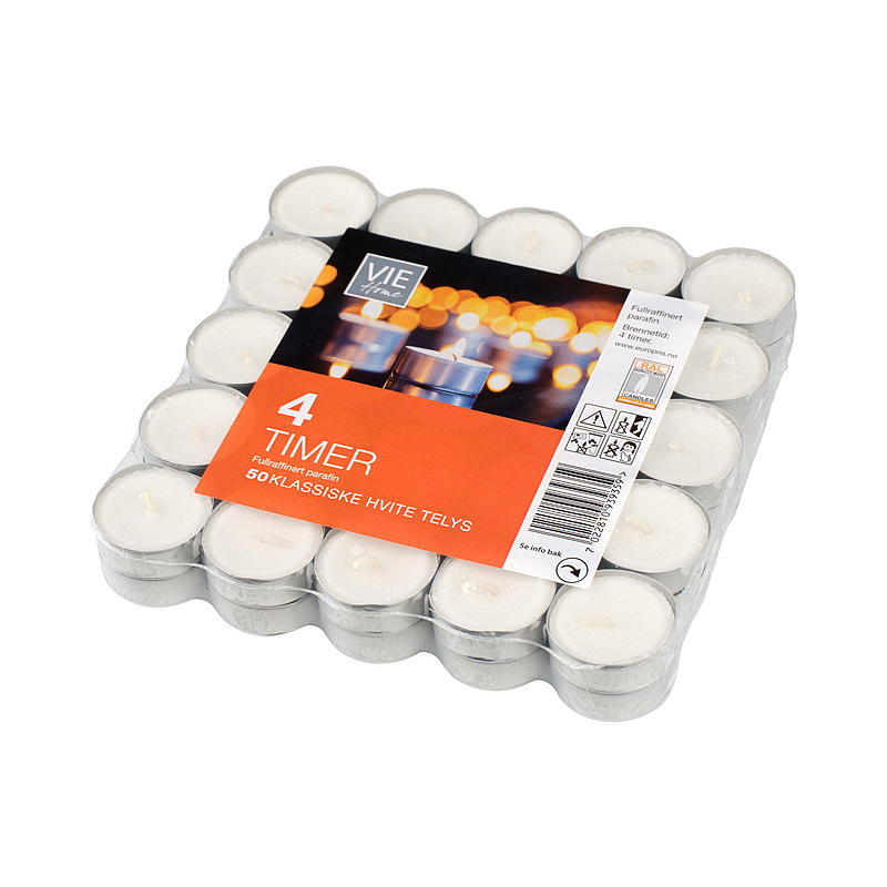 Vie Home Teelichter, 50er-Packung, 4 Stunden Brenndauer, Paraffin-Aluminiumbecher