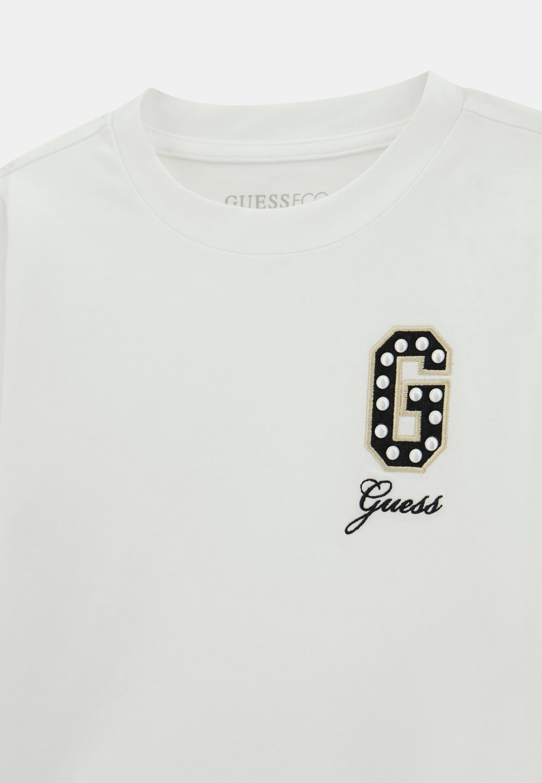Guess MIT LOGOSTICKEREI - Top met lange mouwen - weiß