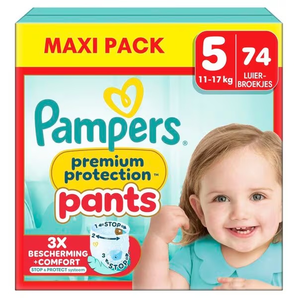 „Pampers Premium Protection Pants“ sauskelnės, 5 dydis, 5 dydis (11–17 kg), 74 vnt.