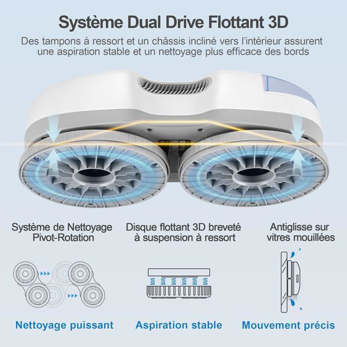 Robô de limpeza de janelas HUTT S7, 6500Pa, pulverização automática de água, chassi flutuante 3D, sistema de proteção múltipla