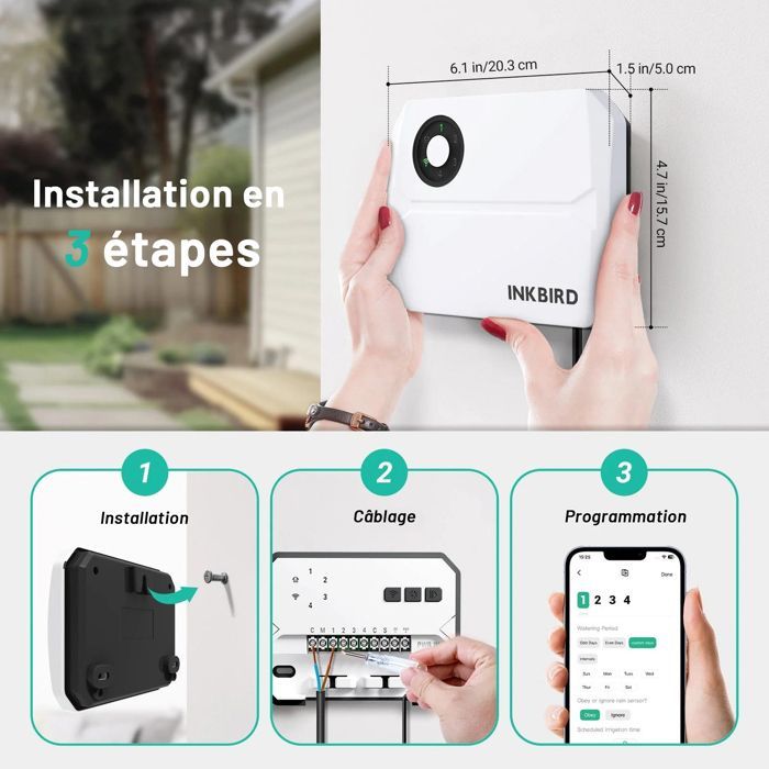Controlador de riego WiFi de 4 vías INKBIRD IIC-400, temporizador de riego inteligente con control automático mediante aplicación.